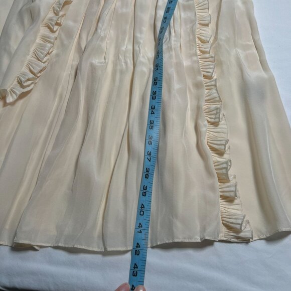 Tibi New York Ruffled Crepe de Chine Silk Halter Midi Dress Ivory White Size 10 - Picture 9 of 15